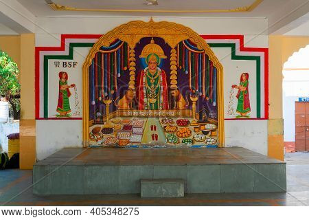 Jaisalmer, Rajasthan, India - 15th October 2019 : Tanot Mata Mandir At India Pakistan Border In Thar