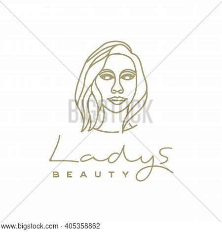 Artistic Beauty Woman Logo Design With Line Art Style