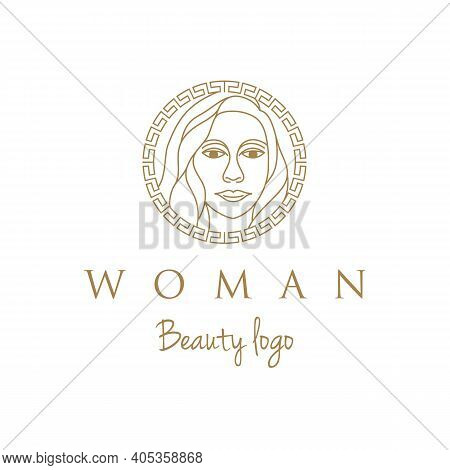 Artistic Beauty Woman Logo Design With Traditional Ornament