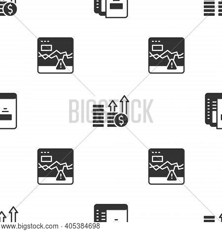 Set Office Folders, Financial Growth And Dollar And Failure Stocks Market On Seamless Pattern. Vecto