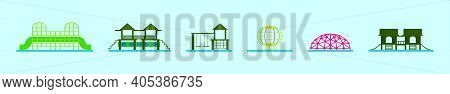 Set Of Jungle Gym Cartoon Icon Design Template With Various Models. Modern Vector Illustration Isola
