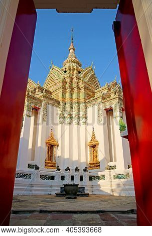 Stunning Scripture Hall Called Phra Mondop In Wat Pho Or Temple Of The Reclining Buddha, Bangkok, Hi