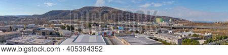 Muggia, Italy - February 4, 2018: Panorama Of Industrial Zone Near Trieste In Muggia, Italy.