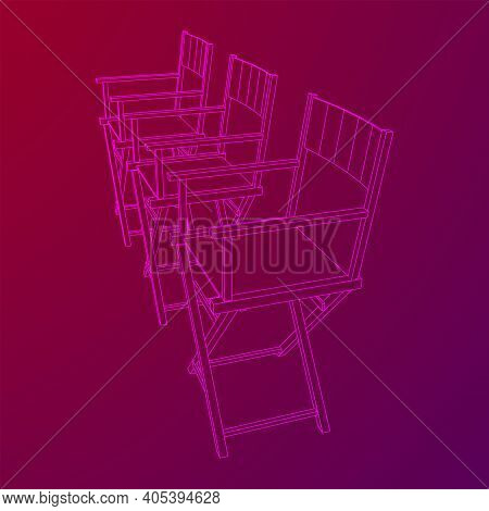 Director Movie Workplace Chair. Wireframe Low Poly Mesh Vector Illustration