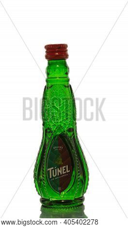 Poland, Warsaw - April 24, 2020: Herbal Tincture Of Liquor Tunel On A White Background