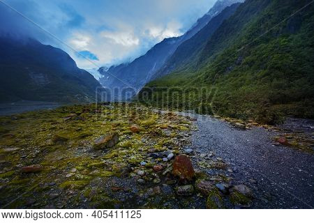 Wide Angle Of Franze Josef Glacier Most Popular Traveling Destination In Southland New Zealand