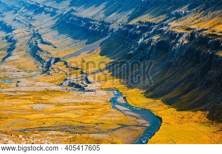 Spectacular summer view of Berufjardara river. Location place East Fjords region of Iceland, Europe. Image of exotic world landmark. Picturesque photo wallpaper. Discover the world of beauty.