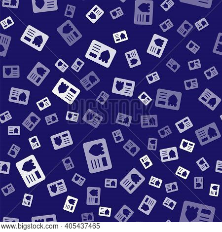 White Police Badge With Id Case Icon Isolated Seamless Pattern On Blue Background. Vector