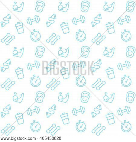 Seamless Fitness Pattern With Line Fitness Icons