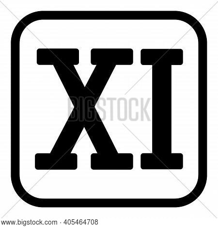 Roman Numeral Eleven Button On White. Vector Illustration.