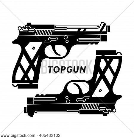 Two Black Handguns Isolated On White Background