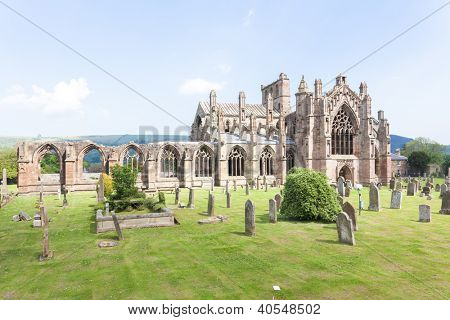 ruinerne af Melrose Abbey, skotske grænser, Skotland