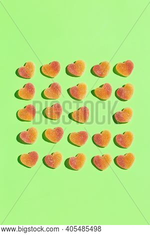 Jelly Heart Shaped Candies, Sweets, Creative Background