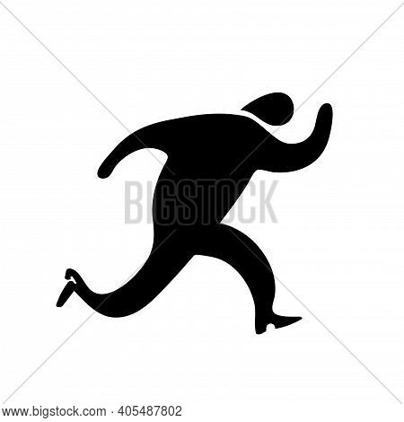 Runner Man Icon. Running Fast Black Silhouette. Sign, Symbol. Art Pictogram Isolated On White Backgr