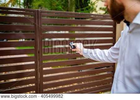 An Automatic Opening, Closing Of An Entrance Gate With A Remote Control.