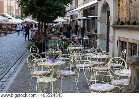Gdansk, Poland - Sept 6, 2020: Beer Pubs And Cafes On Piwna Street In Gdansk