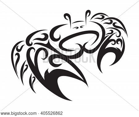 Line Art Vector Logo Of Fiddler Crabs. It Is Sign Of Cancer Zodiac.