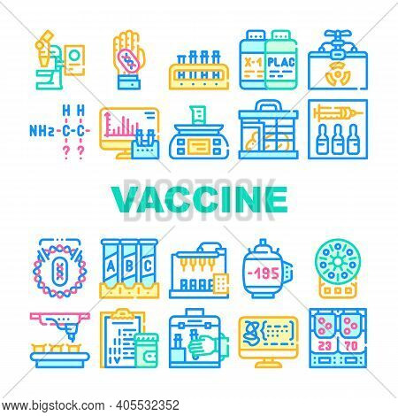 Vaccine Production Collection Icons Set Vector Flat