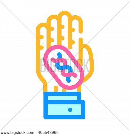 Dna Vaccine On Hand Color Icon Vector Illustration