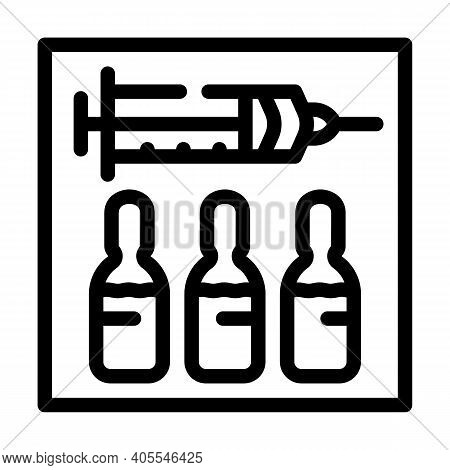 Syringe With Vaccine Line Icon Vector Illustration