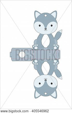 Cute Easter Egg Holder Wolf Template. Retail Paper Box For The Easter Egg. Printable Color Scheme. L