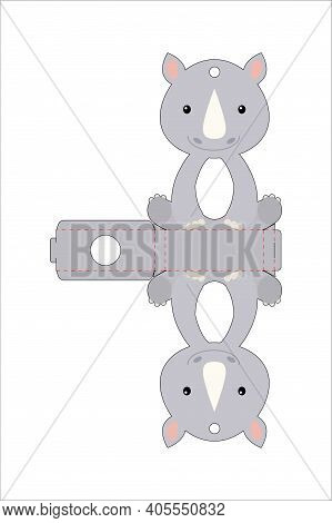 Cute Easter Egg Holder Rhino Template. Retail Paper Box For The Easter Egg. Printable Color Scheme. 