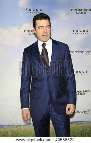 LOS ANGELES - joulu 6: Ron Livingston saapuu luvattuun maahan ensi-ilta on johtajien A-kilta
