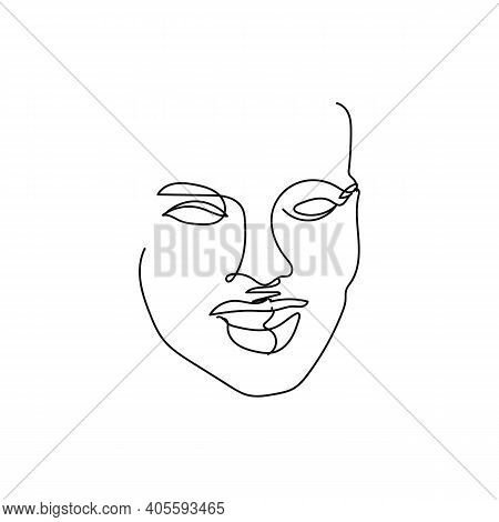Gorgeous Portrait Continuous One Line Art. Abstract Woman Portrait. Glamour Style. Modern Minimalist