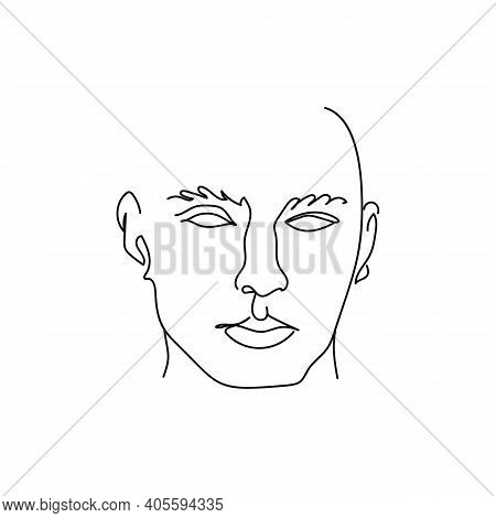 Handsome Male Continuous Line Art. Modern Minimalist Art. Attractive Facial Features. Aesthetic Cont