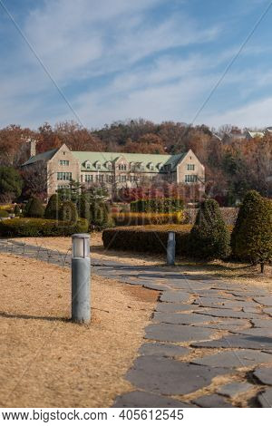 Ewha Womans University In Autumn.   It Is A Private Women's University In Seoul, South Korea