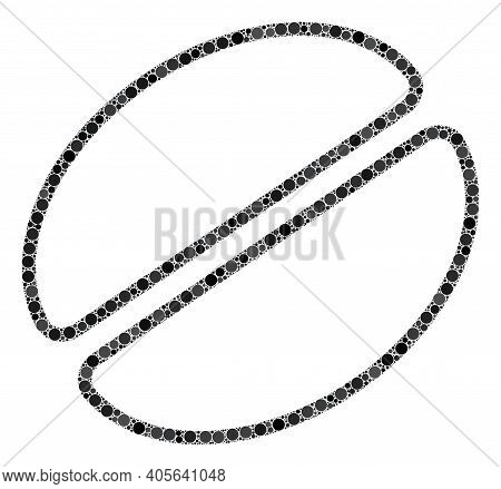 Cacao Bean Vector Composition Of Round Dots In Various Sizes And Color Tinges. Round Dots Are United