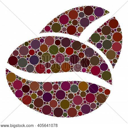 Coffee Bean Vector Composition Of Circle Dots In Different Sizes And Color Shades. Circle Dots Are C