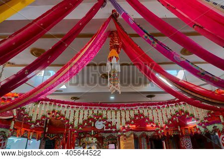 Jaisalmer, Rajasthan, India - 15th October 2019 : Decorated Tanot Mata Mandir At India Pakistan Bord