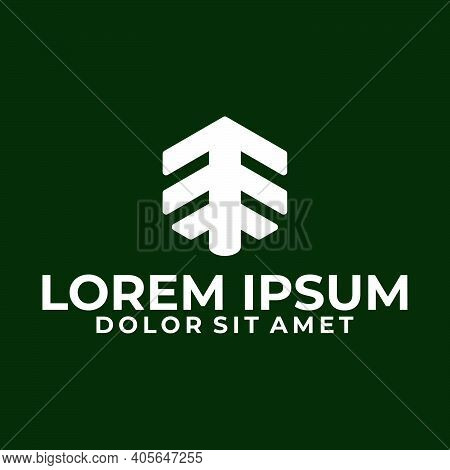 Initial Letter E Or Ee Logo Template With Modern Geometric Tree Line Art Illustration In Flat Design