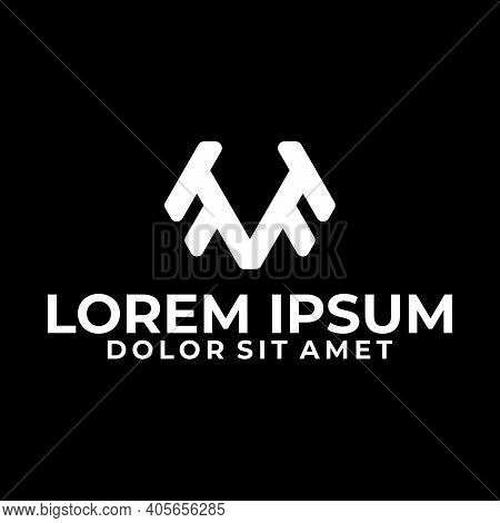 Initial Letter M V F Logo Template With Geometric Bold Line Art Illustration In Flat Design Monogram