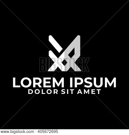 Initial Letter Bx Or Xb Logo Template With Geometric Abstract Fox Head Line Art Illustration In Flat