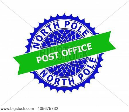 Vector North Pole Post Office Bicolor Template For Imprints With Clean Surface. Flat Clean Seal With