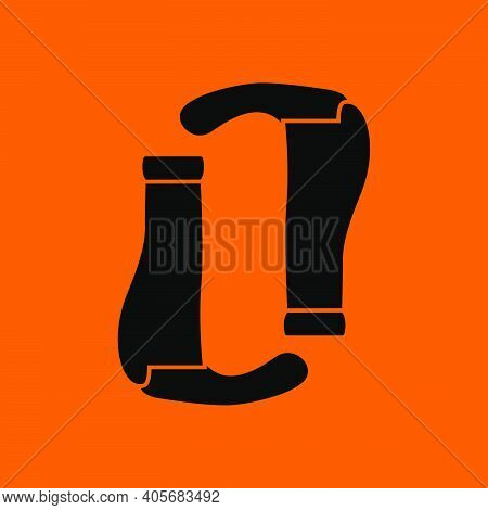 Bike Grips Icon. Black On Orange Background. Vector Illustration.