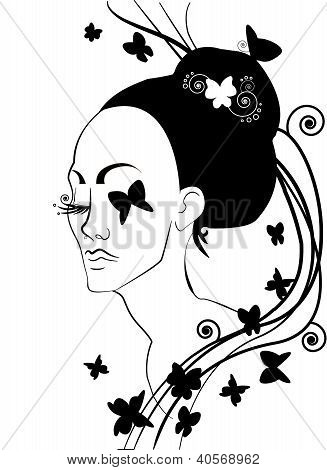 Girl And Butterflies