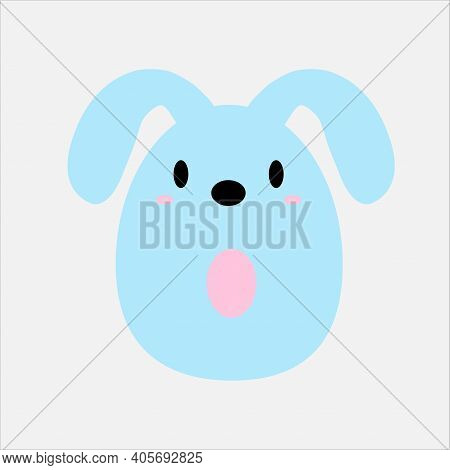 Easter Bunny In The Shape Of An Egg Blue Color Cute Hare Vector Illustration