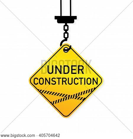 Vintage Banner For Web Site Design. 3d Under Construction For Concept Design. Vector Stock Illustrat