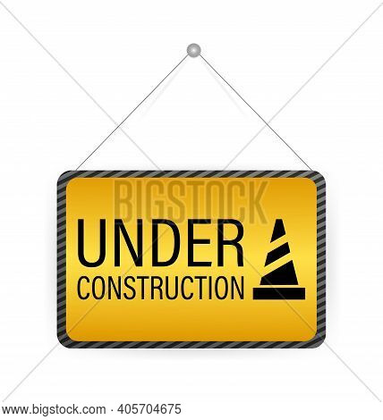 Vintage Banner For Web Site Design. 3d Under Construction For Concept Design. Vector Stock Illustrat