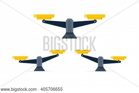Sales Balance Set In Flat Style Isolated On A White Background. Vector Stock Illustration.