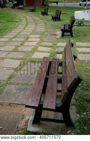 Plastic Bench In Park
