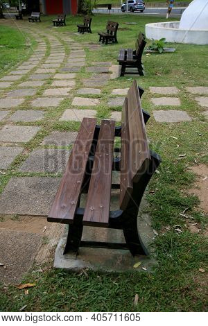 Plastic Bench In Park