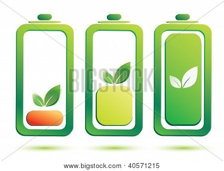 Eco poziom Na³adowania baterii, wektorowe ikony