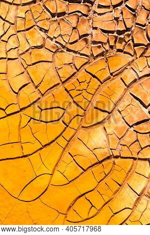 Texture Of Dry And Cracked Earth On The Banks Of The Rio Tinto