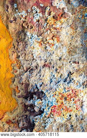 Abstract Textures And Formations On The Banks Of Rio Tinto River, Andalusia Spain.