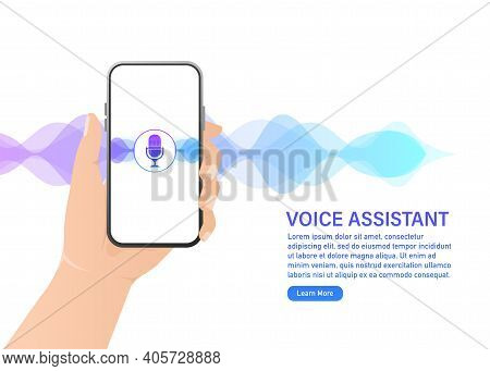 Voice Assistant On Light Background. Abstract Technology Background. Abstract Light. Vector Illustra