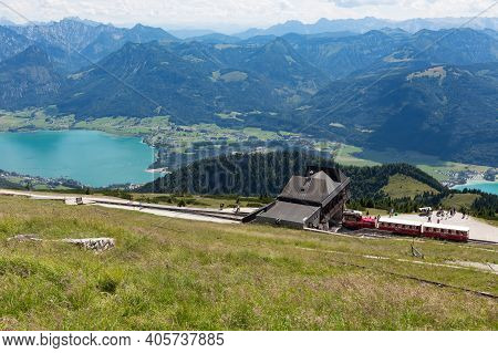 View At Railway Station Cog Railway Top Schafberg Near Austrian Sankt Wolfgang Am Wolfgangsee
